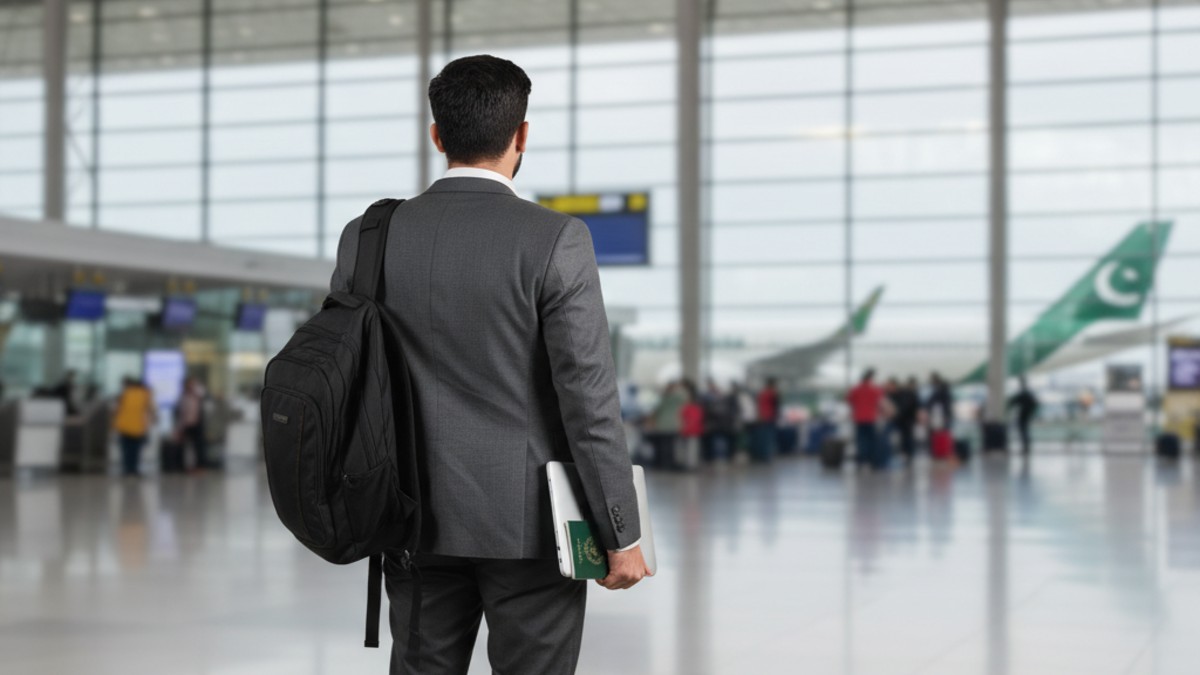 Pakistani traveler at the airport