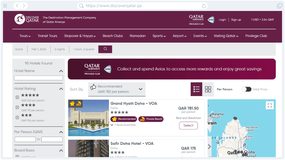 Discover Qatar Hotel Booking Step 2