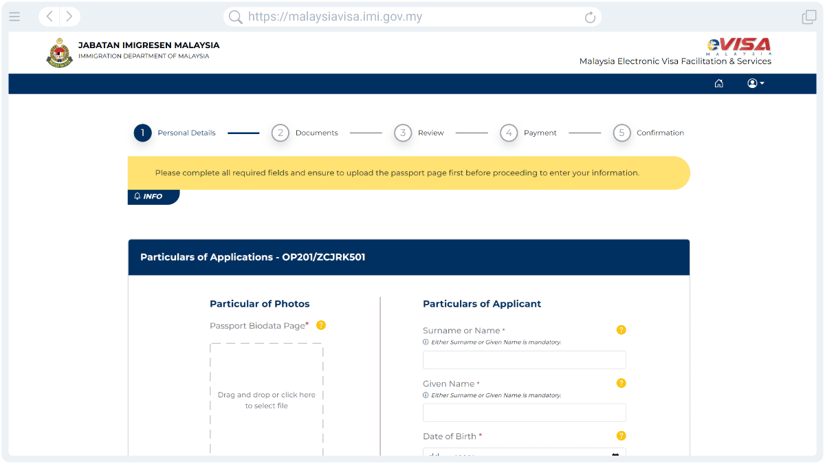 Malaysia Visa Application Step 3