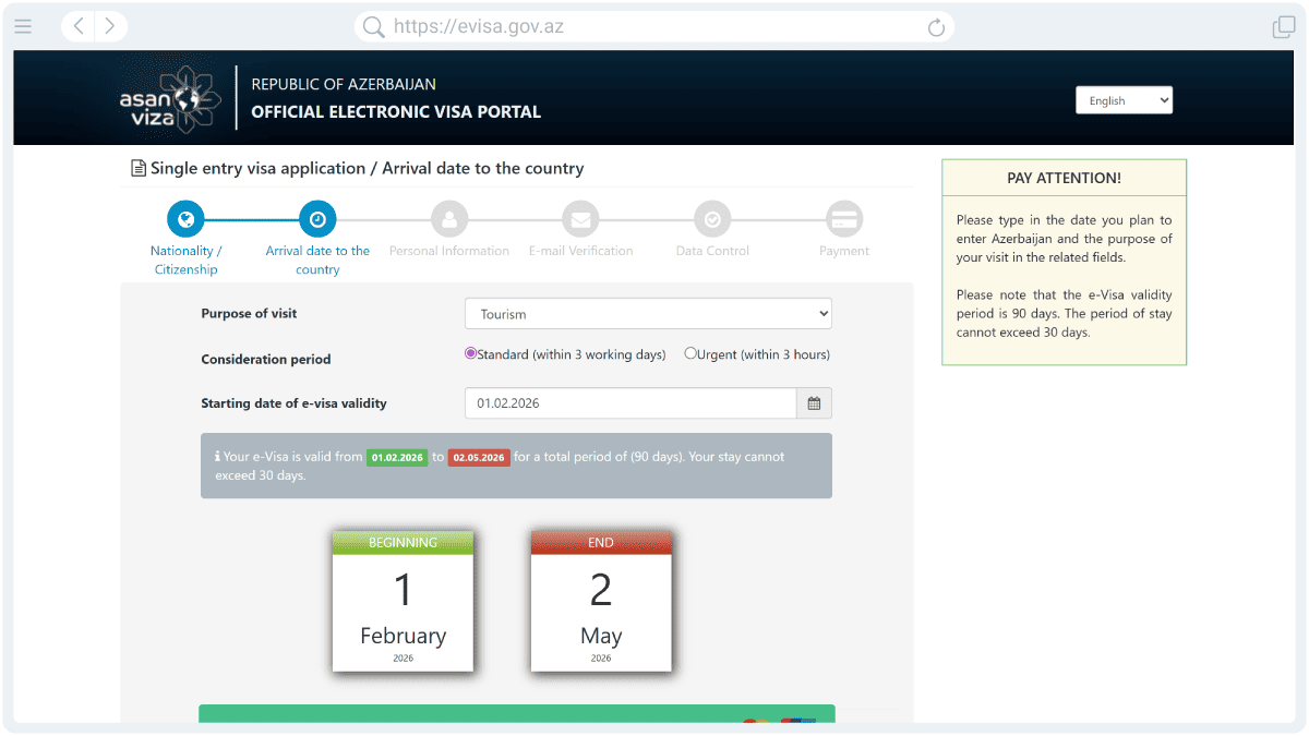 Azerbaijan Visa Step 2