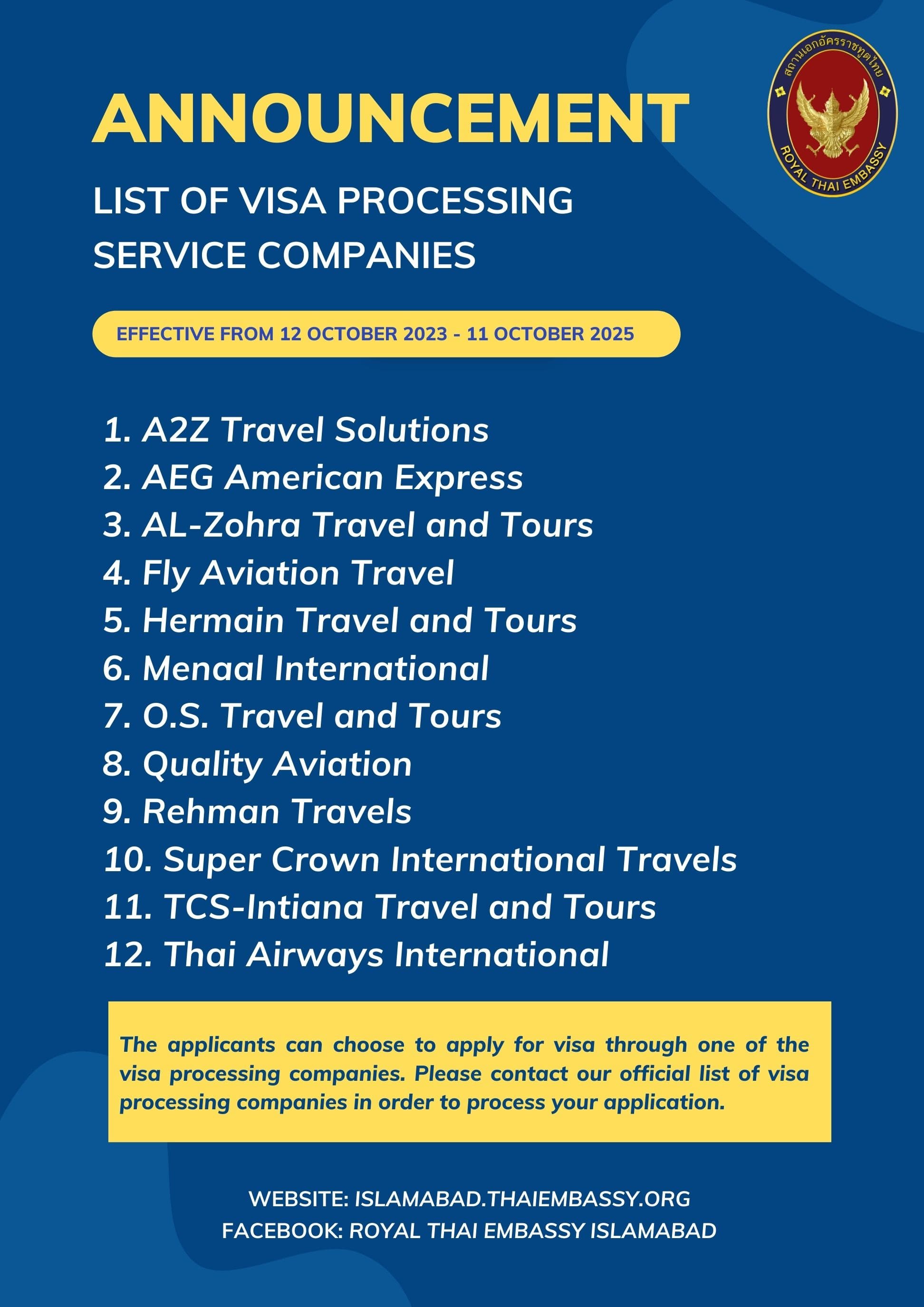 Thailand Visa Processing Service Companies in Pakistan