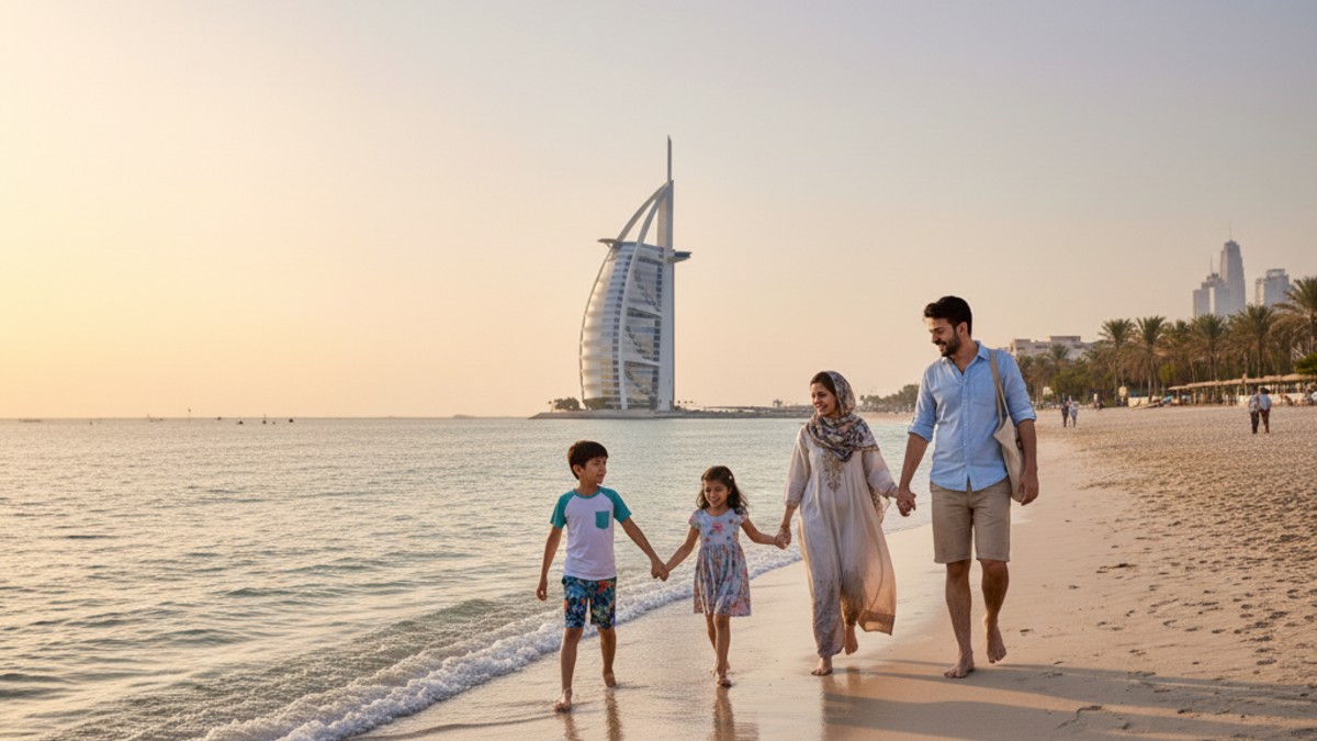 Pakistani family on Dubai beach